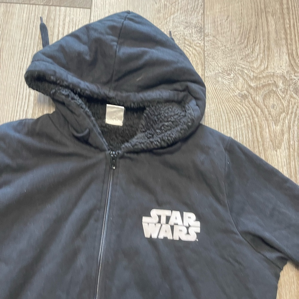 Vintage Star Wars faux fur lined hooded zip up jacket sweatshirt Darth Vader S - Picture 5 of 7